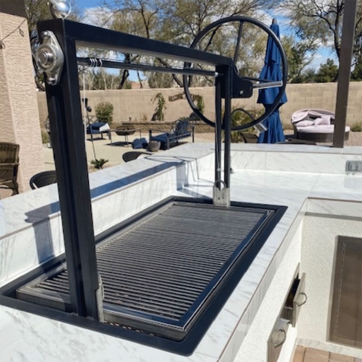 Santa Maria style drop in frame bbq grills can be retrofitted to fit your space.