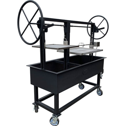 Large portable grill with adjustable cooking screens