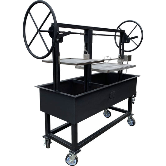 Large portable grill with adjustable cooking screens