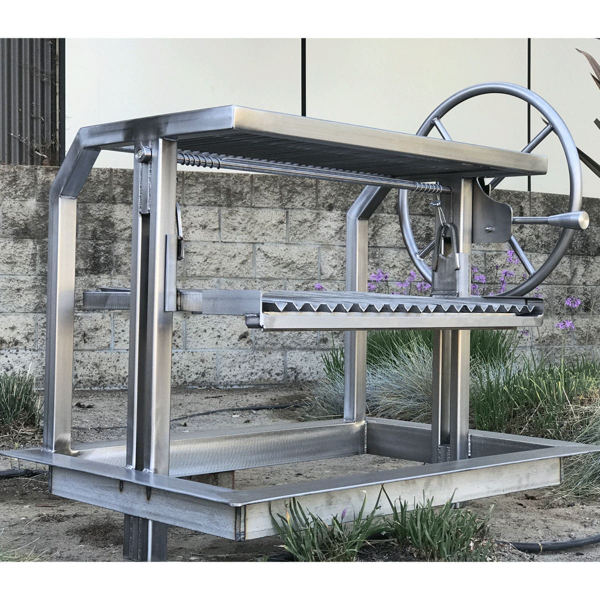 All stainless dual platform Argentine style built in grill frame