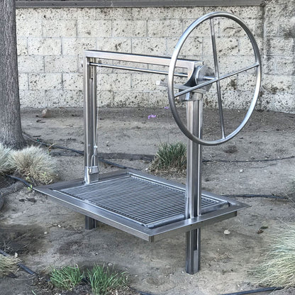 Outdoor kitchen insert with Argentine grill design