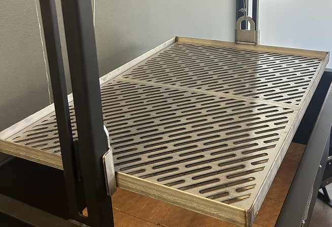 Stainless Laser Cut Grill Grate with 45 degree angle slots.