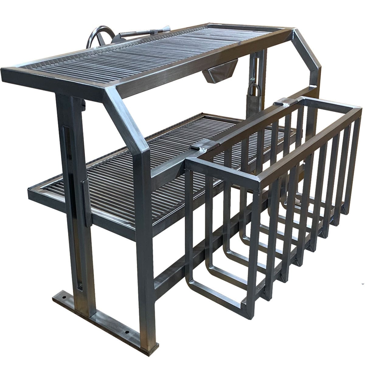 Argentinian style grill insert with brasero in stainless steel