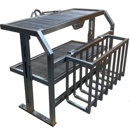 Argentinian style grill insert with brasero in stainless steel