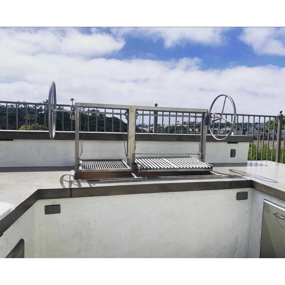 Santa Maria grill installed in an outdoor kitchen counter