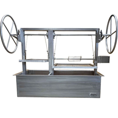Commercial grade bbq grill for charcoal and wood fires.