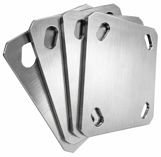 Stainless Steel 304 Weld-On Caster Wheel Mounting Plates – Set of 4, Heavy Duty 4" x 4.5", 8-Gauge