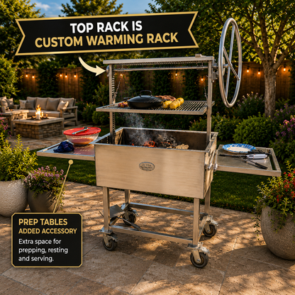 Stainless Santa Maria Style Wood Grill- Single Crank