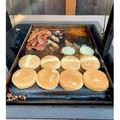 Flat plate griddle to cook on a wood grill