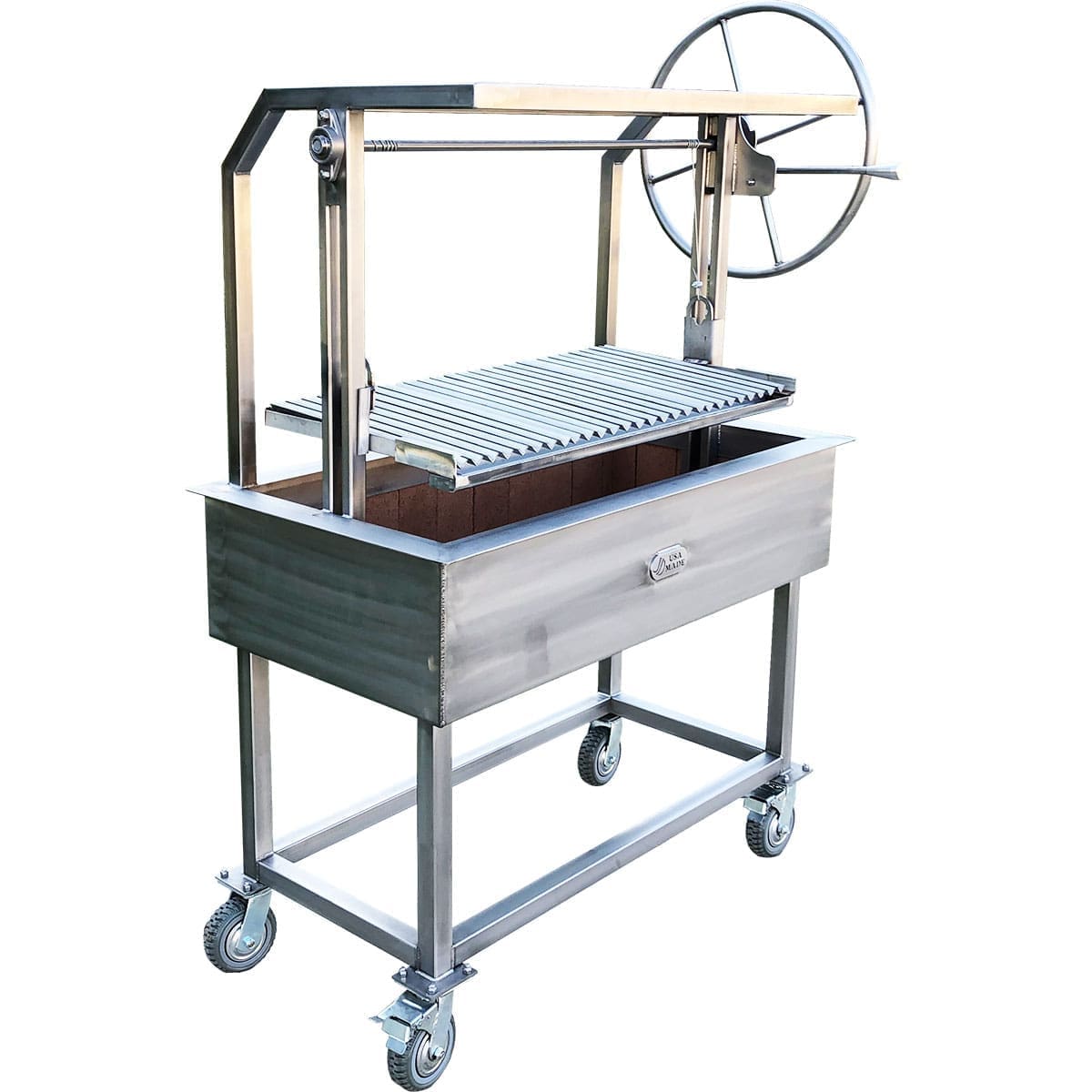Dual level Argentine grill cart with Stainless cooking grid